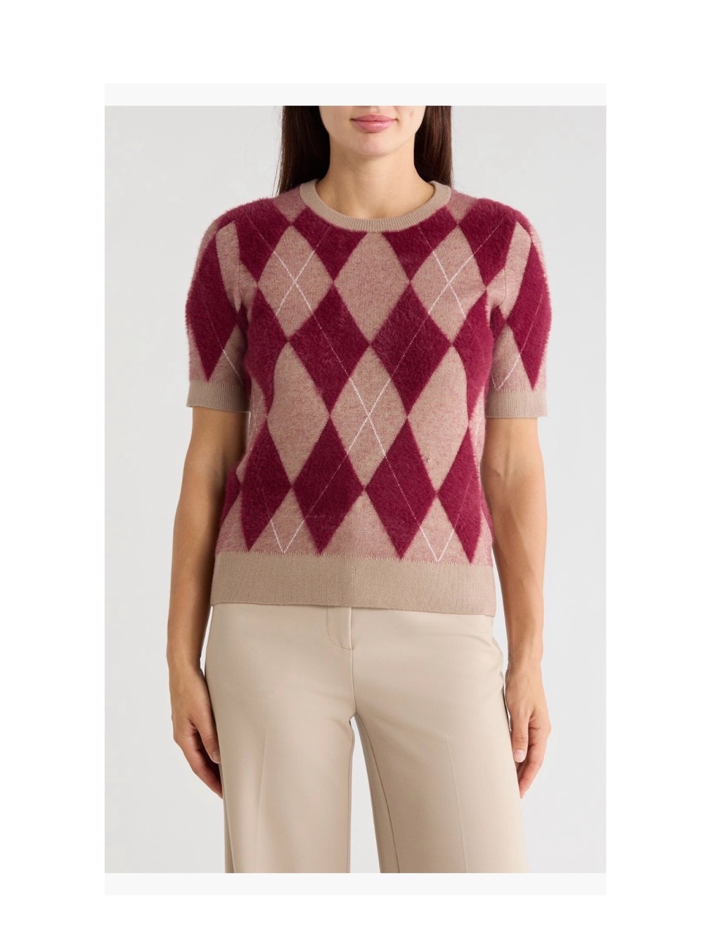 T Tahari Eyelash Knit Short Sleeve Sweater